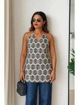 Kaori By Shreya - Women White Printed Daily Cotton Straight Short Kurti