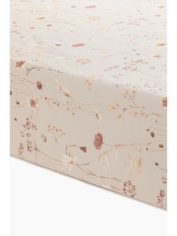 H&M - Beige Patterned Cotton Fitted Sheet