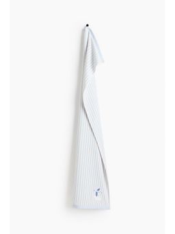 H&M - Blue Embroidery-Detail Bath Towel