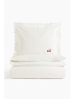 H&M - White Embroidery-Detail Duvet Cover Set