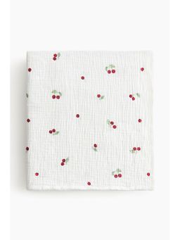H&M - White Patterned Muslin Baby Blanket