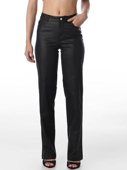 ONLY - Womens Solid Straight Fit High-Rise Black Pants