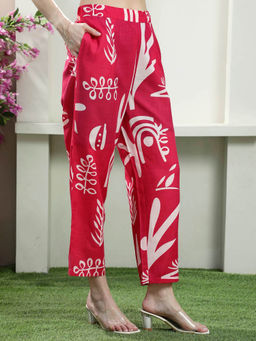 AAREIN - Fuchsia Regular Fit Printed Regular Trousers