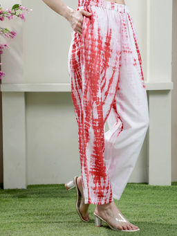 AAREIN - Red Regular Fit Printed Regular Trousers