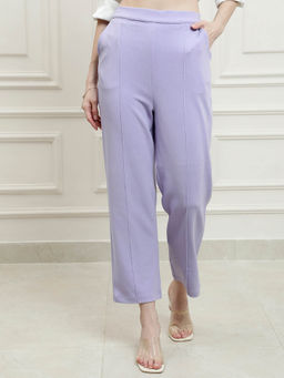 AAREIN - Lavender Relaxed Fit Solid Formal Trousers