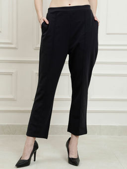 AAREIN - Black Relaxed Fit Solid Formal Trousers