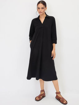 Femmella - Black A-Line Travel Dress