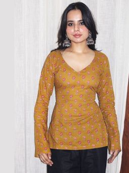 THE SAYURI - Raasha Bell Sleeve Block Print Kurti