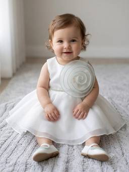 Katibi Kids - Girls White Organza Fit and Flare Dress