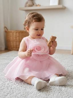 Katibi Kids - Girls Pink Organza Fit and Flare Dress