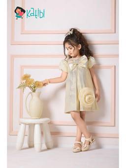 Katibi Kids - Girls Gold Metallic A-Line Dress
