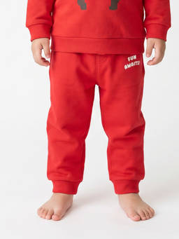 MINI KLUB - Baby Boys Red Cotton Slogan Joggers