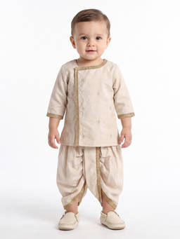 MINI KLUB - Baby Boys Beige Cotton Blend Kurta and Dhoti