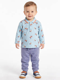 MINI KLUB - Baby Boys Light Blue Cotton Printed Polo T-Shirt