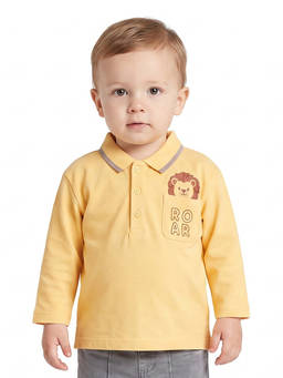 MINI KLUB - Baby Boys Yellow Cotton Lion Graphic Polo T-Shirt