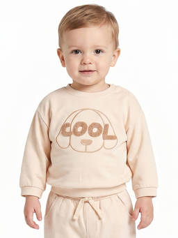 MINI KLUB - Baby Boys Peach Cotton Dog Graphic Sweatshirt