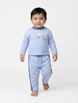 MINI KLUB - Baby Boys Light Blue Cotton Dog Graphic Co-Ord Set