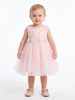 MINI KLUB - Baby Girls Light Pink Sequin Embellished Dress and Bloomer