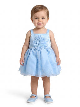 MINI KLUB - Baby Girls Light Blue Floral Dress and Bloomer