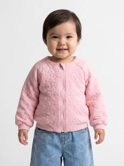MINI KLUB - Baby Girls Pink Cotton Textured Zip-Up Jacket