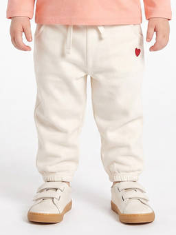 MINI KLUB - Baby Girls Cream Cotton Heart Graphic Joggers