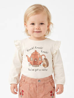 MINI KLUB - Baby Girls Cream Cotton Floral Graphic Top
