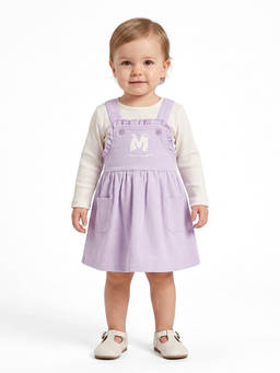 MINI KLUB - Baby Girls Lavender Cotton T-Shirt and Pinafore Dress