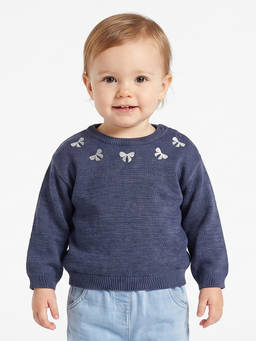 MINI KLUB - Baby Girls Navy Blue Bow Detail Sweater