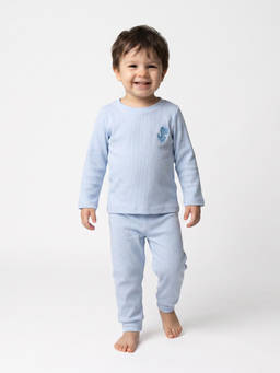 MINI KLUB - Baby Unisex Light Blue Cotton Ribbed Co-Ord Set