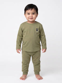MINI KLUB - Kids Boys Olive Green Cotton Skateboard Graphic T-Shirt