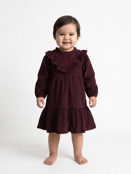 MINI KLUB - Kids Girls Burgundy Cotton Corduroy Dress