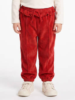 MINI KLUB - Kids Girls Red Cotton Velour Joggers