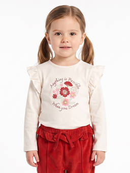 MINI KLUB - Baby Girls Cream Cotton Floral Graphic Top