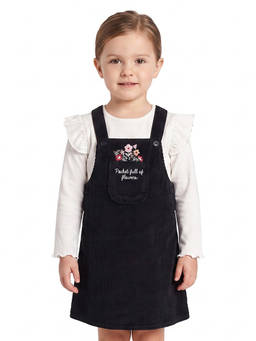 MINI KLUB - Baby Girls Black Corduroy T-Shirt and Pinafore Dress