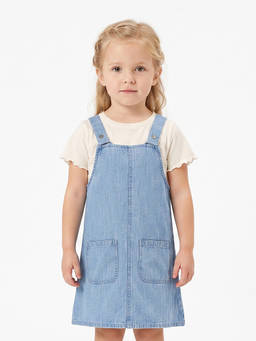 MINI KLUB - Baby Girls Blue Denim T-Shirt and Pinafore Dress
