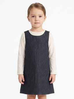 MINI KLUB - Baby Girls Black Denim T-Shirt and Pinafore Dress