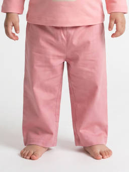 MINI KLUB - Baby Girls Pink Cotton Wide-Leg Trousers