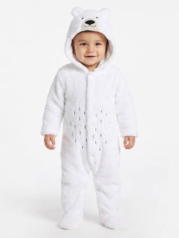 MINI KLUB - Baby Unisex White Fleece Romper