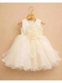 Katibi Kids - Baby Girls Off-White Fit and Flare Dress