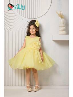 Katibi Kids - Baby Girls Yellow Fit and Flare Dress