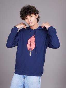 TeenTrums - Boys Graphic Printed Full Sleeve Hoodie - Navy Blue