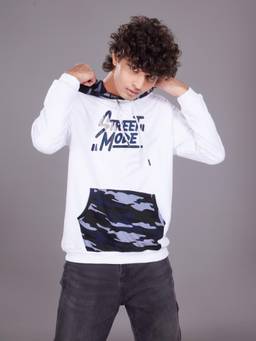 TeenTrums - Boys Graphic Printed Full Sleeve Hoodie - White