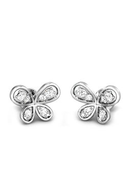 Candere by Kalyan Jewellers - 18K BIS Hallmark White Gold & Diamond Butterfly Earrings