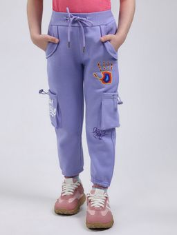 Monte Carlo - Purple Girls Regular Fit Printed Elastic Mid Rised Track Pant