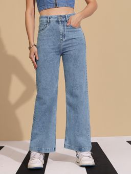 DOLCE CRUDO - Blue Wide Leg High Waist Women's Jeans