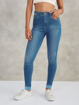 DOLCE CRUDO - Ankle Leg High Waist Women Blue Jeans