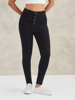 DOLCE CRUDO - Ankle Leg Women Black High Waist Jeans