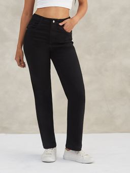 DOLCE CRUDO - Black Women Wide Leg High Waist Jeans