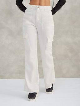 DOLCE CRUDO - Women White Wide Leg High Waist Jeans