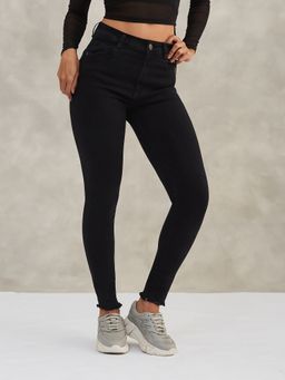 DOLCE CRUDO - Black Women's Ankle Leg High Waist Jeans